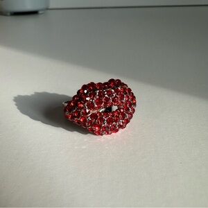 FREE w/ Purchase 🎁 Red Crystal Lip Cocktail Adjustable Ring